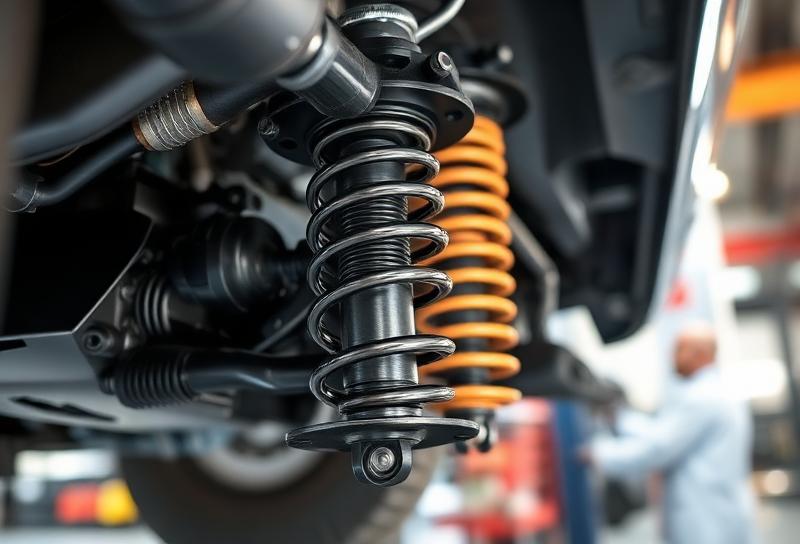 Sistema de suspensão automotiva em manutenção